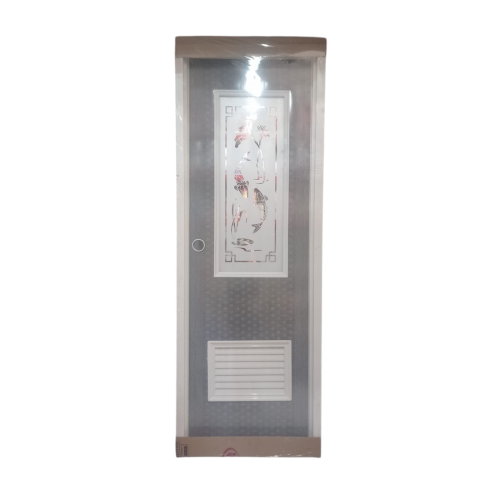 10 CM x 70 CM x 196 CM / ROYAL Pintu Kamar Mandi PVC Abu Tua + Cermin Set