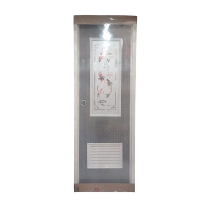 10 CM x 70 CM x 196 CM / ROYAL Pintu Kamar Mandi PVC Abu Tua + Cermin Set