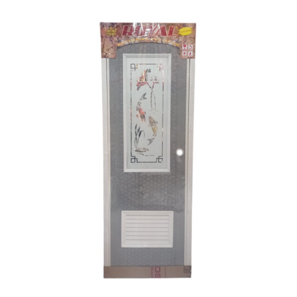 10 CM x 70 CM x 196 CM / ROYAL Pintu Kamar Mandi PVC Abu Tua + Cermin Set
