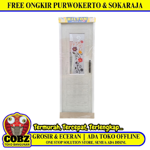9 CM x 68 CM x 198 CM / HILTON Pintu Kamar Mandi PVC Cream + Cermin Set