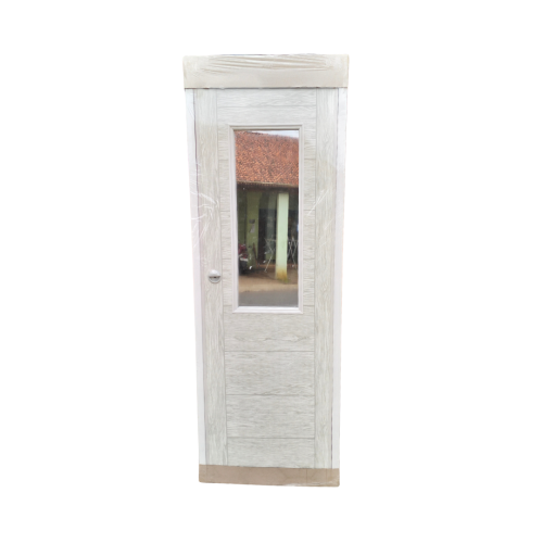 9 CM x 68 CM x 198 CM / HILTON Pintu Kamar Mandi PVC Cream + Cermin Set