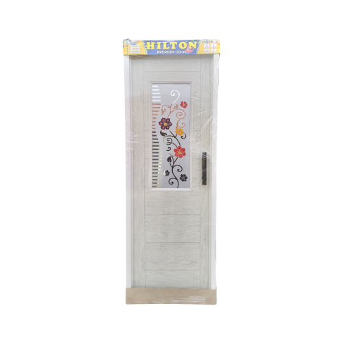 9 CM x 68 CM x 198 CM / HILTON Pintu Kamar Mandi PVC Cream + Cermin Set