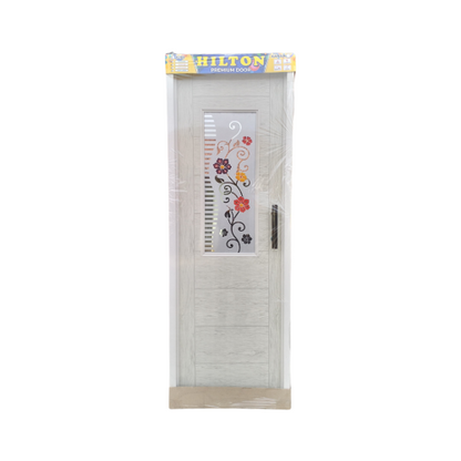 9 CM x 68 CM x 198 CM / HILTON Pintu Kamar Mandi PVC Cream + Cermin Set