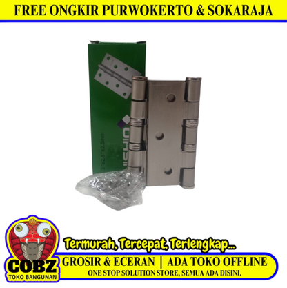 3 IN / NISHIO Engsel Kupu Kupu Pintu Jendela Hinge Stainless Set