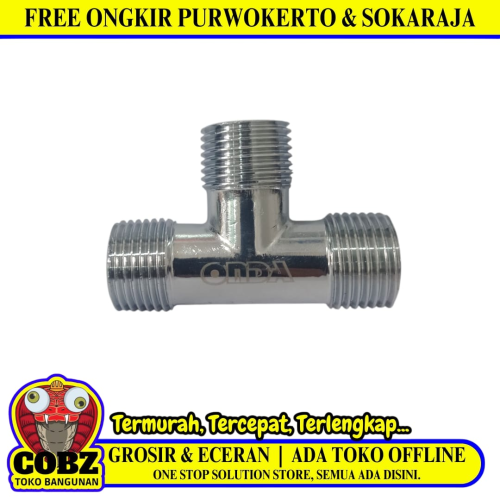 1/2 IN / ONDA Tee Drat Luar Valve Tee Fitting Pipa Stainless