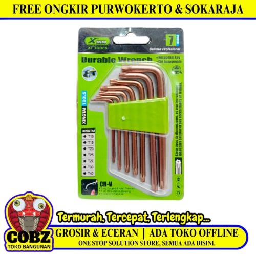 T 10 - T 40 / XINGTAI Kunci L Bintang Torx Key Jenis Gagang 7 Pcs Set