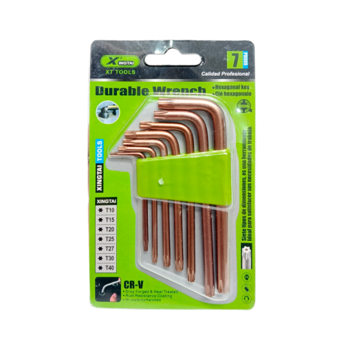 T 10 - T 40 / XINGTAI Kunci L Bintang Torx Key Jenis Gagang 7 Pcs Set