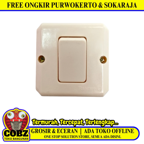 BRIGHT-G Saklar Tunggal Single Engkel 1 Gang Tempel OB Outbow Cream