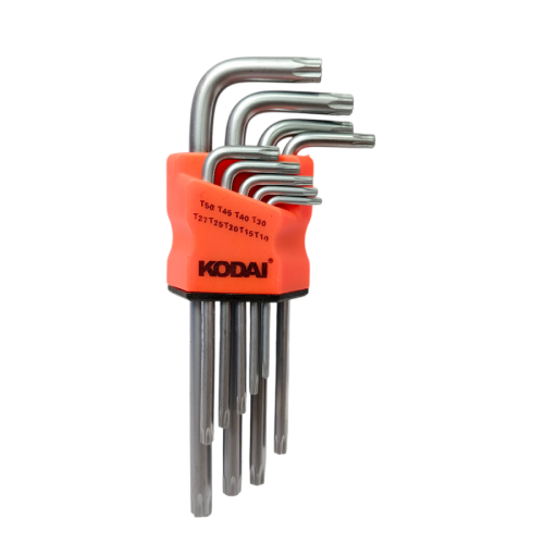 T 10 - T 50 / KODAI Kunci L Bintang Torx Key Jenis Gagang 9 Pcs Set