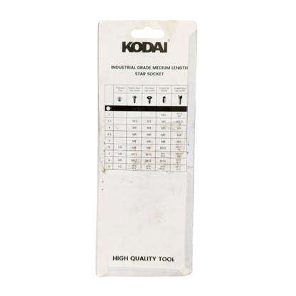T 10 - T 50 / KODAI Kunci L Bintang Torx Key Jenis Gagang 9 Pcs Set
