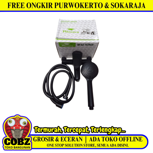 1/2 IN / VILANOVA 9030 BLC Kran Shower Panas Dingin Stainless + Selang + Shower Set