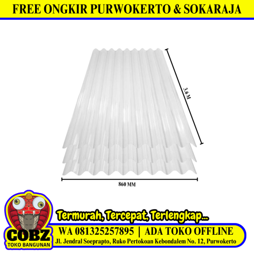 0.7 MM x 860 MM x 3.6 M / TM ROMA Atap U PVC Gelombang Bulat Clear Lembar