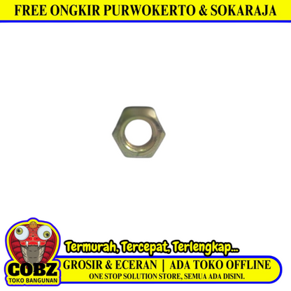 M 8 / TM Mur Nut Hexagon Galvanis Kuning Biji
