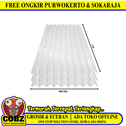 0.7 MM x 860 MM x 3 M / TM ROMA Atap U PVC Gelombang Bulat Clear Lembar