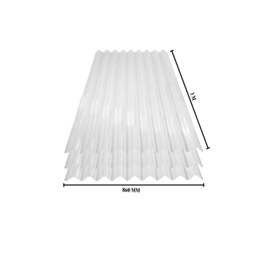 0.7 MM x 860 MM x 3 M / TM ROMA Atap U PVC Gelombang Bulat Clear Lembar