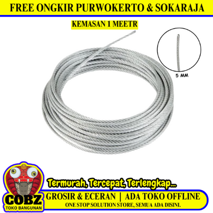 5 MM / TM Kawat Seling Tali Baja Galvanis Meter