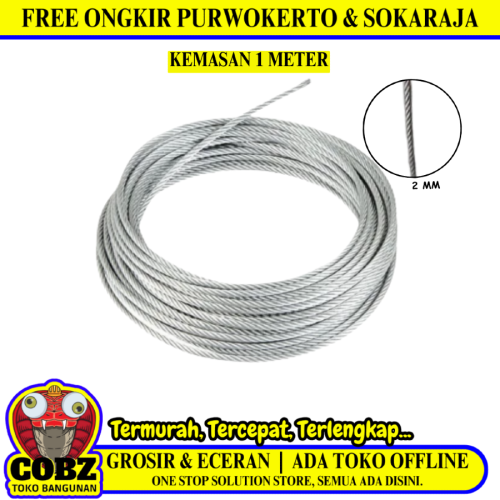 2 MM / TM Kawat Seling Tali Baja Galvanis Meter