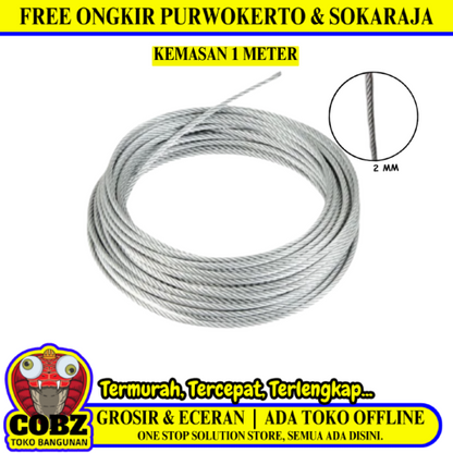 2 MM / TM Kawat Seling Tali Baja Galvanis Meter