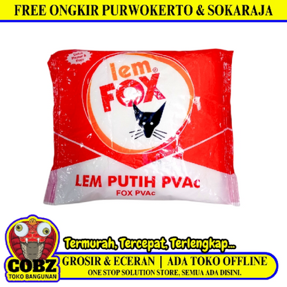 400 GR / FOX Lem Putih PVAc Untuk Kayu Kertas Campuran Plamir