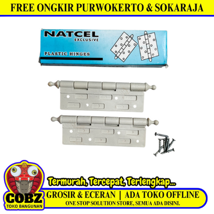 6 IN / NATCHEL Engsel Kupu Kupu Pintu Jendela Hinge Plastik PVC Putih Set
