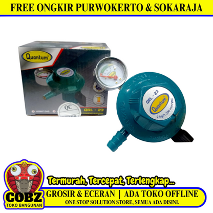 QUANTUM QRL - 23 Regulator Kepala Tabung Gas LPG Tekanan Rendah + Meteran