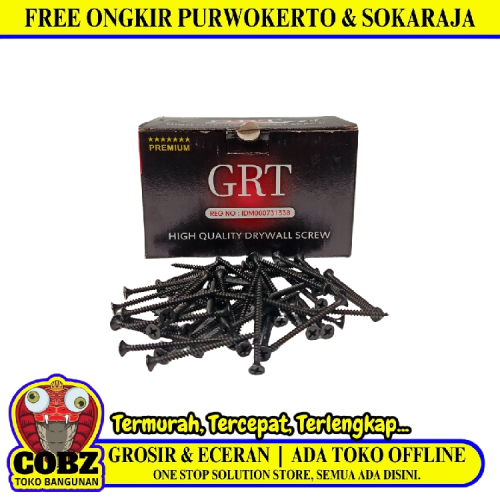 #6 X 2 IN / GRT Sekrup Gypsum Screw Plafon Board GRC Hitam Dus