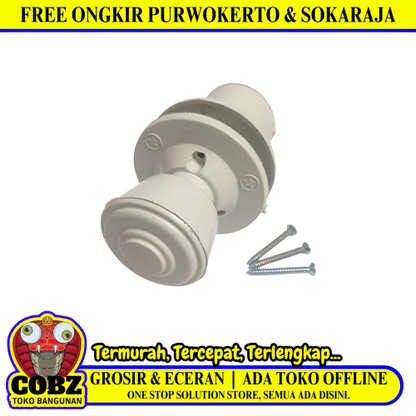 D 7 CM / COBZ Kunci Handle Pintu Bulat Kamar Mandi PVC Putih Set