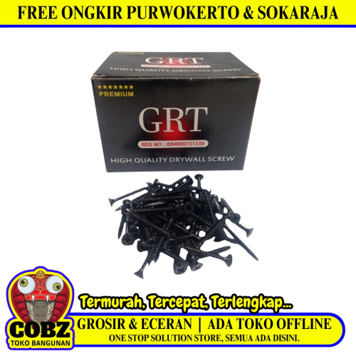 #6 x 1 1/4 IN / GRT Sekrup Gypsum Screw Plafon Board GRC Hitam Dus