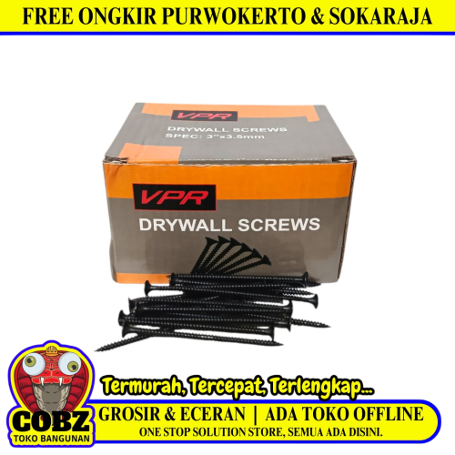 #6 x 3 IN / VPR Sekrup Gypsum Screw Plafon Board GRC Hitam Dus