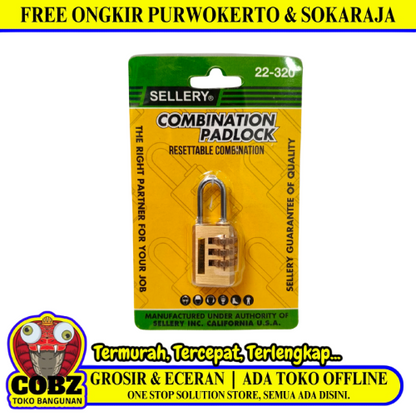 20 MM / SELLERY 22-320 Gembok Nomer Pin Angka Tas Kunci Koper Travel Lock