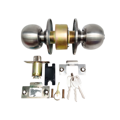 D 6 CM / NEVADA Kunci Handle Pintu Bulat Kamar Mandi Stainless Silver Set