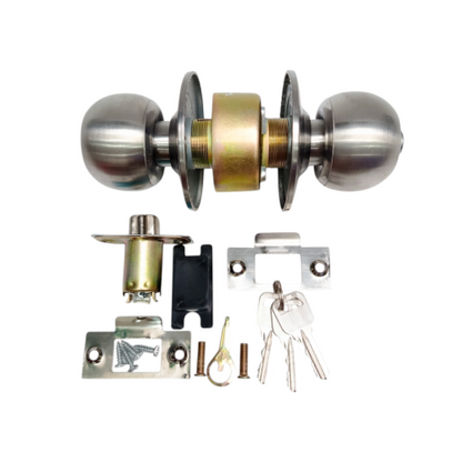 D 6 CM / NEVADA Kunci Handle Pintu Bulat Kamar Mandi Stainless Silver Set