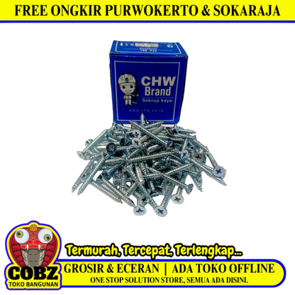 1 1/4 IN / CHW 03 Sekrup Baut Kayu Kepala Rata Plus Wood Screw Dus
