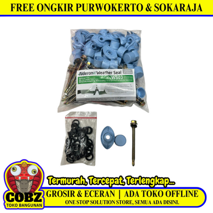 #12 x 60 MM / ALDERON RS WS03 WEATHER SEAL Sekrup Atap U PVC Soft Blue Set