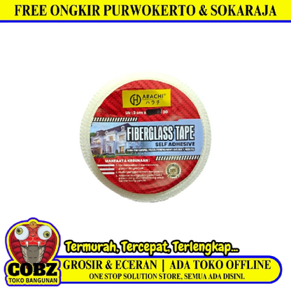 30 MM / HARACHI Isolasi Lakban Serat Kasa Plafon GRC Fiber Tape