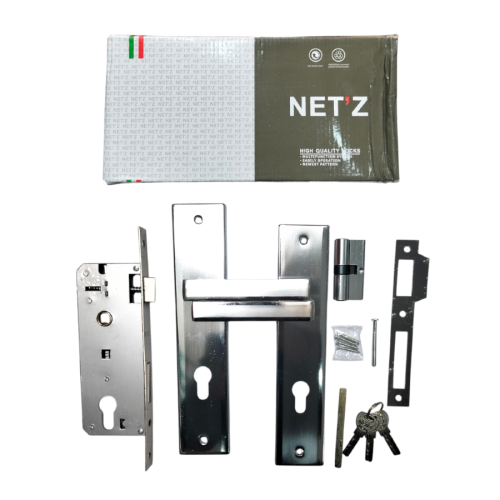 NETZ 8012(2) SN / CP Handle Door Lock Tarikan Handle Kunci Pintu Besar Set