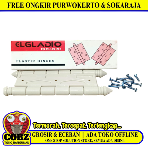 4 IN / ELGLADIO Engsel Kupu Kupu Pintu Jendela Hinge Plastik PVC Putih Set