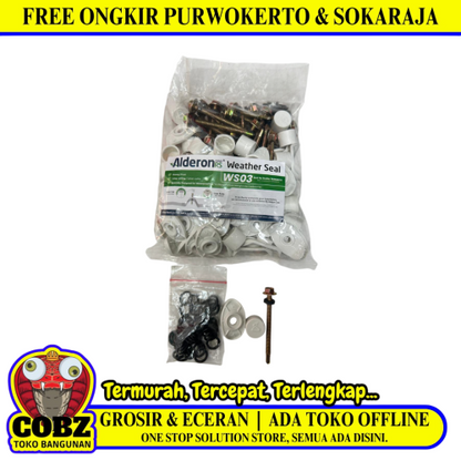 #12 x 60 MM / ALDERON RS WS03 WEATHER SEAL Sekrup Atap U PVC Opaque White Set