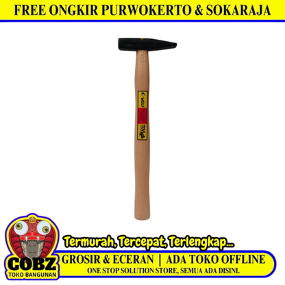 100 GR / WOLF Palu Martil Kaca Tukang Machinist Hammer Gagang Kayu