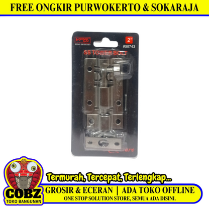 2 IN / VPR Grendel Kunci Slot Pintu Jendela Stainless