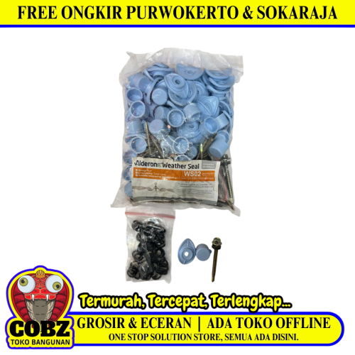 #12 x 50 MM / ALDERON RS WS02 WEATHER SEAL Sekrup Atap U PVC Soft Blue Set