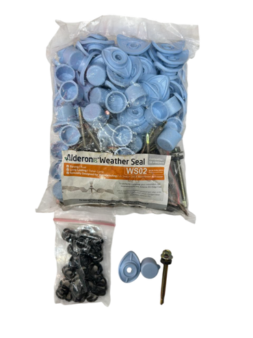 #12 x 50 MM / ALDERON RS WS02 WEATHER SEAL Sekrup Atap U PVC Soft Blue Set