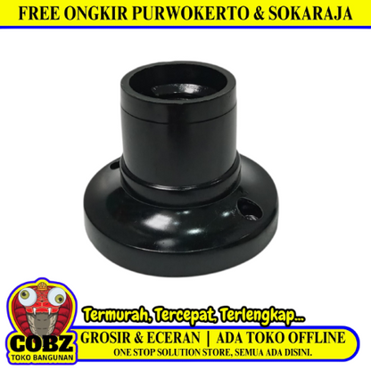 BROCO Fitting Tempat Lampu Plafon Atap Tempel Bulat Kecil Hitam