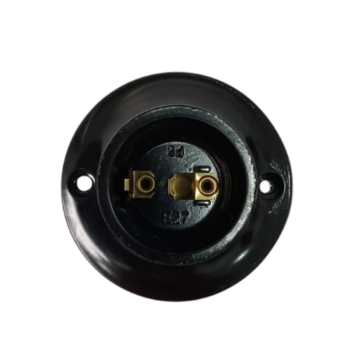 BROCO Fitting Tempat Lampu Plafon Atap Tempel Bulat Kecil Hitam