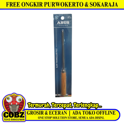 4 IN / ABUS AT11 Kikir Besi Asah Needle Files Segitiga Gagang Kayu