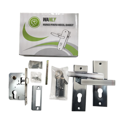 WANLY W5017 SN / CP Handle Door Lock Tarikan Handle Kunci Pintu Kecil Set