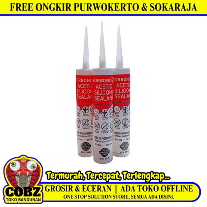 300 ML / FORBOND Lem Silicone Sealant Kaca Akrilik Neutral Botol