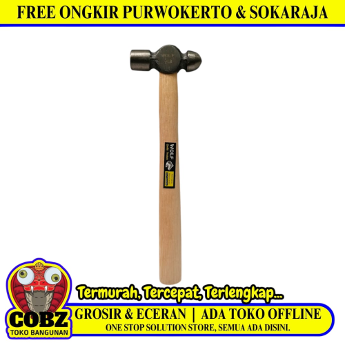 12 OZ / WOLF Palu Martil Konde Ballpoint Hammer Gagang Kayu
