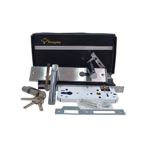 HONGSHU CADILAC-L SN / CP Handle Door Lock Tarikan Handle Kunci Pintu Besar Set