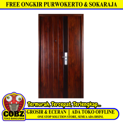 5 CM x 120 CM x 220 CM / FORTRESS PRIME 120.02 MOM & SON Pintu Kamar Mandi Baja Coklat Set